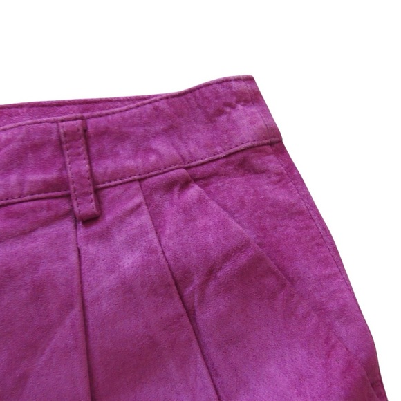 Matthew Williamson Macys Magenta Pink Suede Mini Skirt 8 Leather Buttons Flaw - Picture 3 of 9